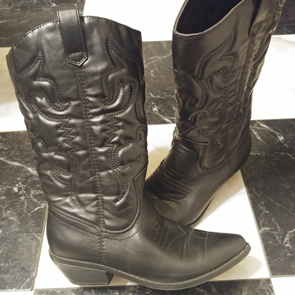 Faux leather western boots